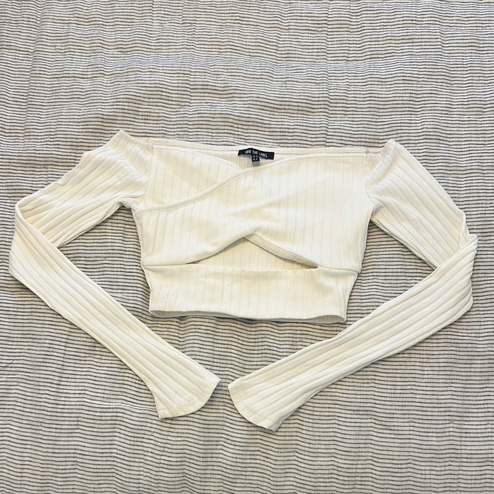 Chic Cream Off-Shoulder Crop Top